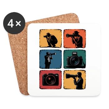 Retro Photography Camera Photographer Motif - Coasters (set of 4) - white - Front