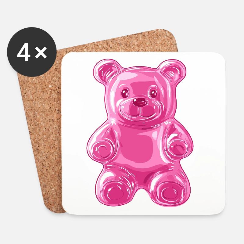 Pink Glitzer Bär - Untersetzer (4er-Set) - Weiß