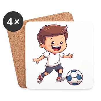 Kicker-Junior : Football Happy Boy - Dessous de verre (lot de 4) - blanc - Devant