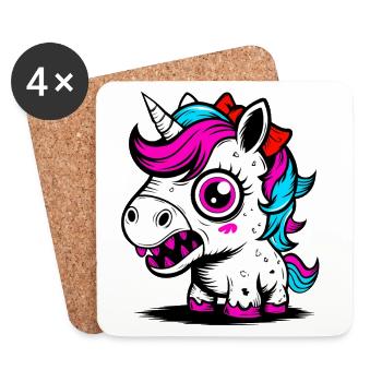 Licorne néon - Dessous de verre (lot de 4) - blanc - Devant
