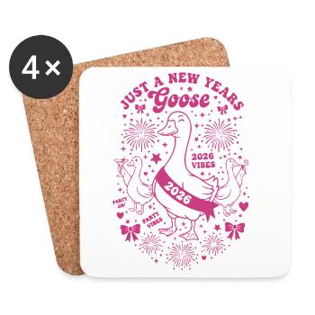 Juste une soirée ambiance du Nouvel An 2026 - Dessous de verre (lot de 4) - blanc - Devant