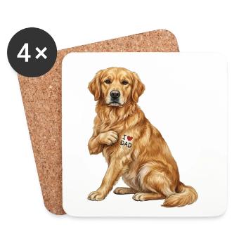 Golden Dad Heart Retriever - Coasters (set of 4) - white - Front