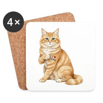 I Heart Dad Cat - Coasters (set of 4) - white - Front