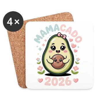 Mama 2026 Baby Schwanger  - Untersetzer (4er-Set) - Weiß - Vorne
