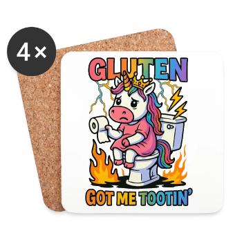 Gluten Glutenunverträglichkeit Witz Geschenk - Untersetzer (4er-Set) - Weiß - Vorne