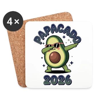 Papacado 2026 Avocado Dance Baby Papa Vater Werden - Untersetzer (4er-Set) - Weiß - Vorne