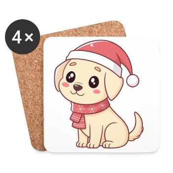 Baby Dog Cute Christmas in Santa - Coasters (set of 4) - white - Front