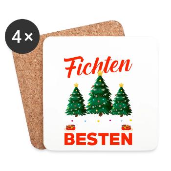 Weihnachtsmann Fichten Weihnachtsbaum Weihnachten - Untersetzer (4er-Set) - Weiß - Vorne
