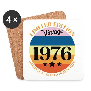 1976 Anniversaire Vintage Cadeau d'Anniversaire 76 - Dessous de verre (lot de 4) - blanc - Devant