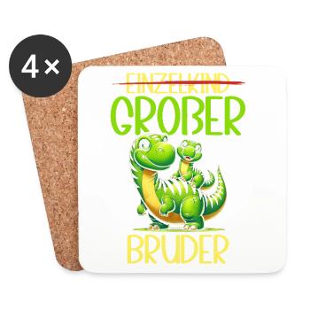 Big Brother Dinosaur Dino Sibling Motif - Coasters (set of 4) - white - Front