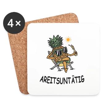Idle – Funny pineapple in vacation mode - Coasters (set of 4) - white - Front