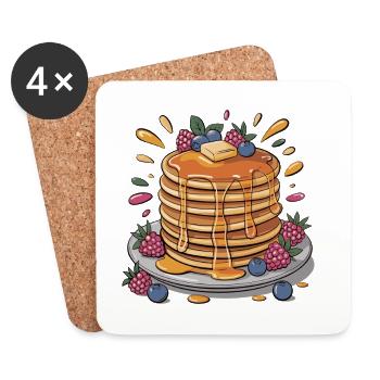 Syrup pancakes with berries - Coasters (set of 4) - white - Front