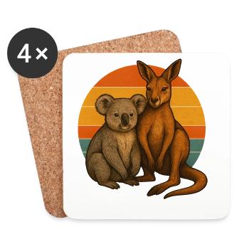 Koala and kangaroo - Coasters (set of 4) - white - Front