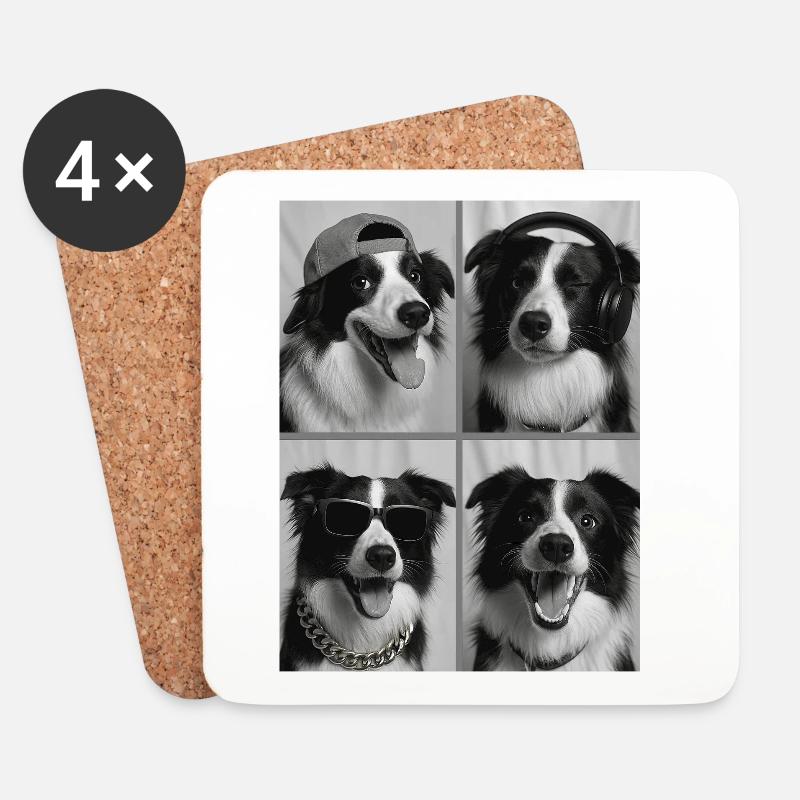Border Collie - Untersetzer (4er-Set) - Weiß