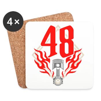 48 Racing Number – Motorsport Passion - Coasters (set of 4) - white - Front