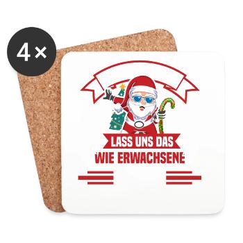 Weihnachtsmann Weihnachtszeit Unartig Weihnachts - Untersetzer (4er-Set) - Weiß - Vorne