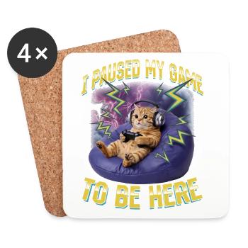 Funny Gaming Gamer Cat - Coasters (set of 4) - white - Front