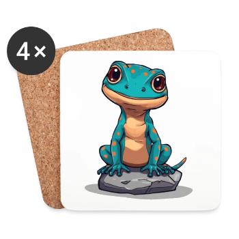 Niedlicher Gecko auf einem Stein - Untersetzer (4er-Set) - Weiß - Vorne