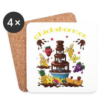 Glückshormon Schokoladen-Torte Spaß - Untersetzer (4er-Set) - Weiß - Vorne