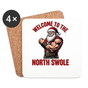 Welcome to the North Swole Funny Christmas Workout - Coasters (set of 4) - white - Front