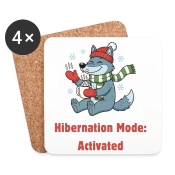 Hibernation Fashion Wolf - Coasters (set of 4) - white - Front