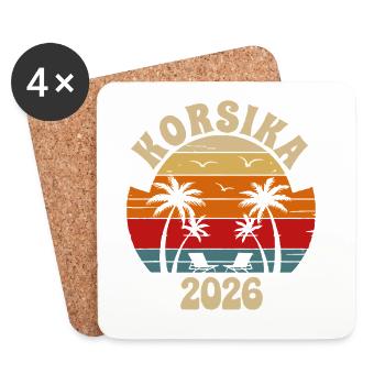 Korsika Retro Sonnenuntergang 2026 - Untersetzer (4er-Set) - Weiß - Vorne