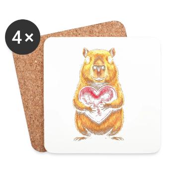Beaver Heart Motif - Coasters (set of 4) - white - Front
