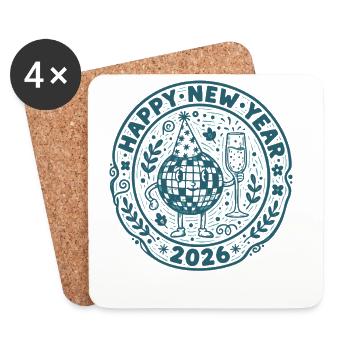 Bonne Année 2026 Célébration Design - Dessous de verre (lot de 4) - blanc - Devant