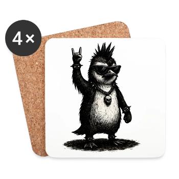 Punk Rock Penguin With Sunglasses - Coasters (set of 4) - white - Front