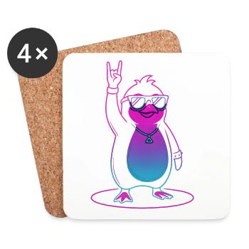 Cool Rock Penguin with Sunglasses - Coasters (set of 4) - white - Front