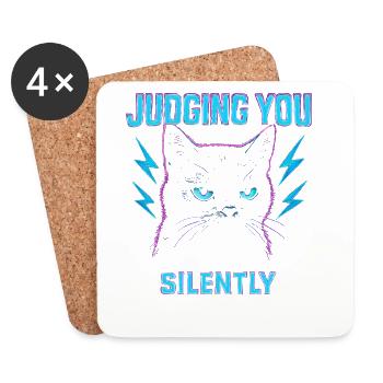 Katze Humor Katzen Geschenkidee Lustig Haustiere - Untersetzer (4er-Set) - Weiß - Vorne
