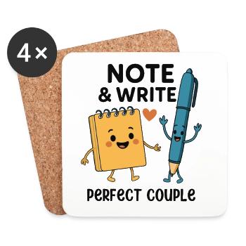 Note & Write Perfect Couple Fun Design - Dessous de verre (lot de 4) - blanc - Devant