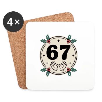 67 mains de la joie drôle de Noël - Dessous de verre (lot de 4) - blanc - Devant