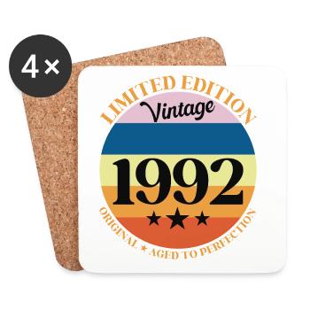 1992 Vintage Birthday Gift 92 - Coasters (set of 4) - white - Front