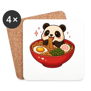 Panda mit Nudeln Ramen kawaii Panda - Untersetzer (4er-Set) - Weiß - Vorne
