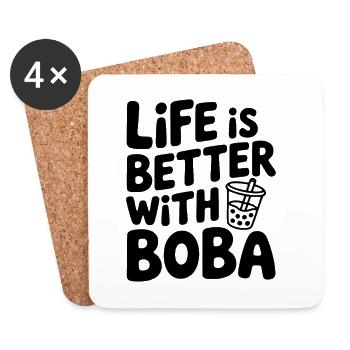 Das Leben ist besser mit Boba - Untersetzer (4er-Set) - Weiß - Vorne