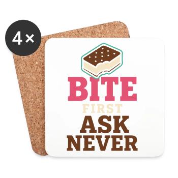 Dessert d’été pour amateurs de sandwichs glacés - Dessous de verre (lot de 4) - blanc - Devant