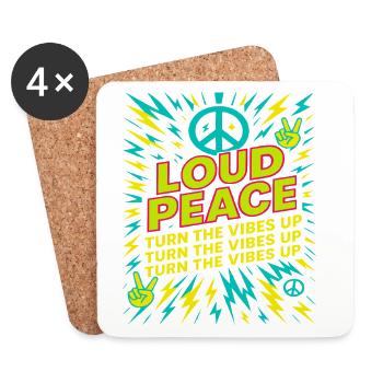 T-shirt Peace Sign, ambiance Festival - Dessous de verre (lot de 4) - blanc - Devant