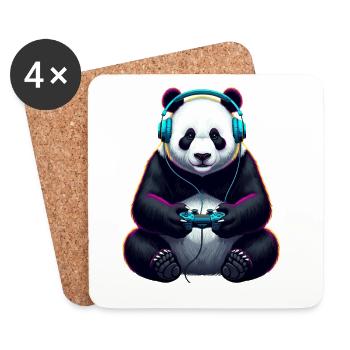 Panda Gaming Animal Video Games Funny Panda - Coasters (set of 4) - white - Front