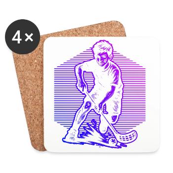 Floorball Illustration für Unihockey - Untersetzer (4er-Set) - Weiß - Vorne