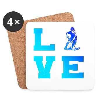 Minimalist floorball motif - Coasters (set of 4) - white - Front