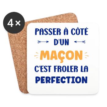 Next to a mason, touch perfection - Coasters (set of 4) - white - Front