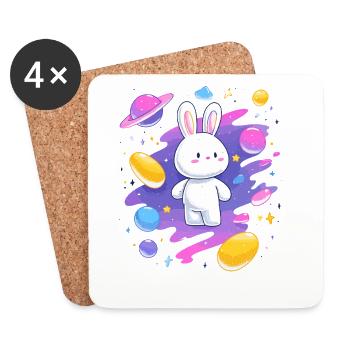 Galactic Rabbit in the Nebula - Coasters (set of 4) - white - Front