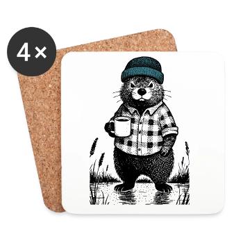 Moody Bieber with coffee - Coasters (set of 4) - white - Front