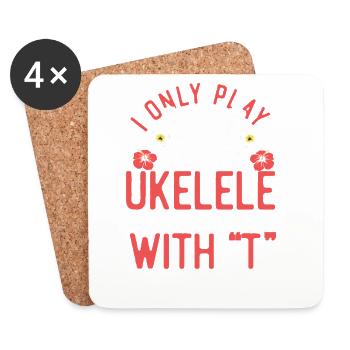 Hawaiian Ukulele Uke I Only Play - Untersetzer (4er-Set) - Weiß - Vorne