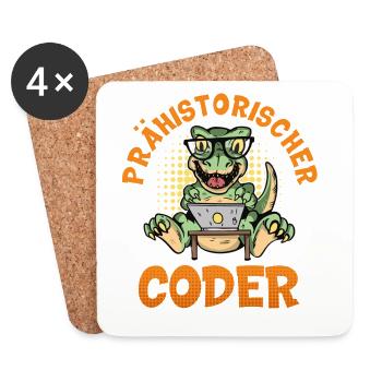 Coding PRÄHISTORISCHER CODER Lustiges - Untersetzer (4er-Set) - Weiß - Vorne