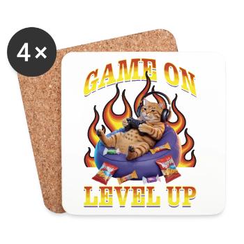 Funny Gaming Gamer Cat - Coasters (set of 4) - white - Front