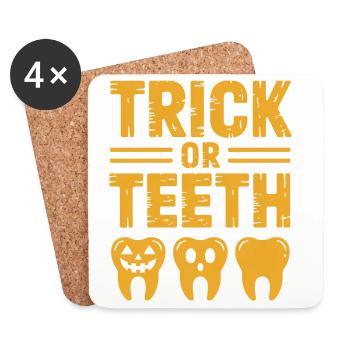 T-shirts Halloween Trick or Teeth - Dessous de verre (lot de 4) - blanc - Devant