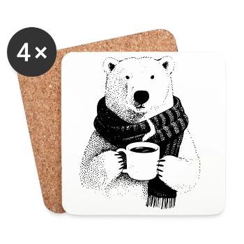 Coffee Polar Bear - Coasters (set of 4) - white - Front