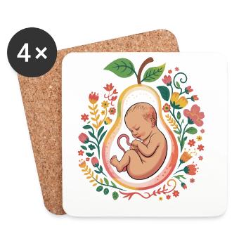 Fruit de la vie : Ventre de fleur - Dessous de verre (lot de 4) - blanc - Devant